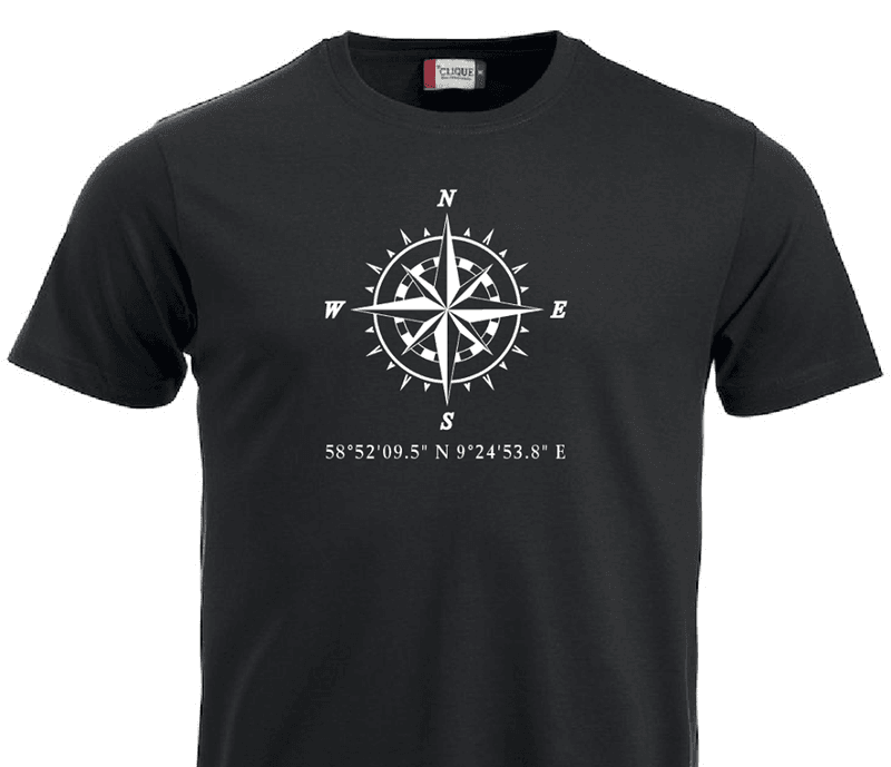 T-shirt, Kompass/breddegrad