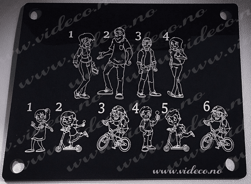 Lasergravert dørskilt m/figurer