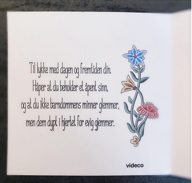 Konfirmansjonskort, hvit med Bunadsmønster