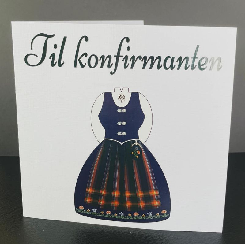 Kort konfirmant - Nordlands bunad m/tekst