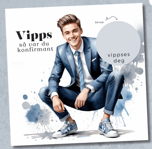 Vipps konfirmasjonskort - Dress mørk blå