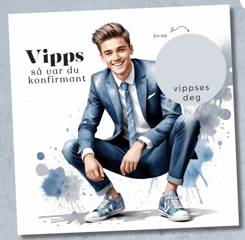Vipps konfirmasjonskort - Dress mørk blå