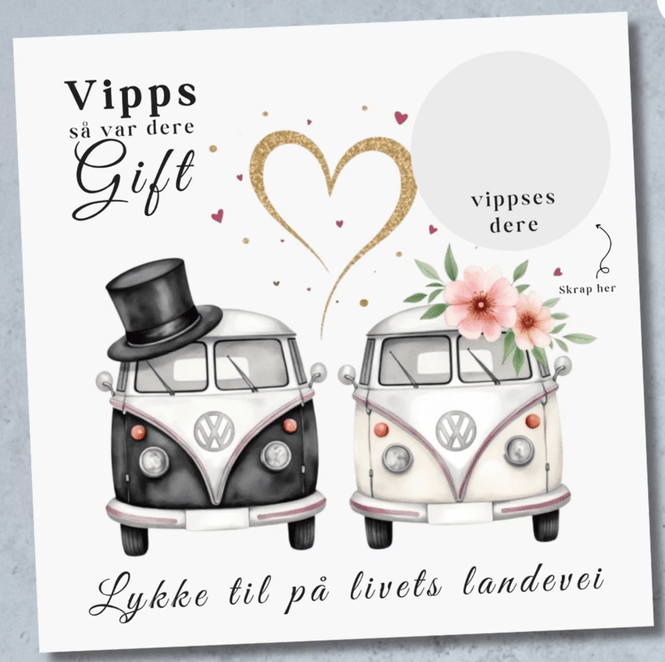Hovedbilde Vipps Bryllupskort - Campervan