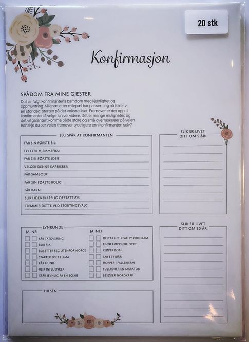 Hovedbilde Spådomsark konfirmasjon - aprikos