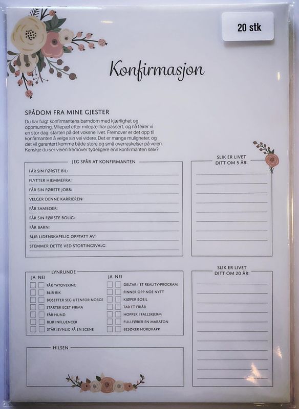 Spådomsark konfirmasjon - aprikos