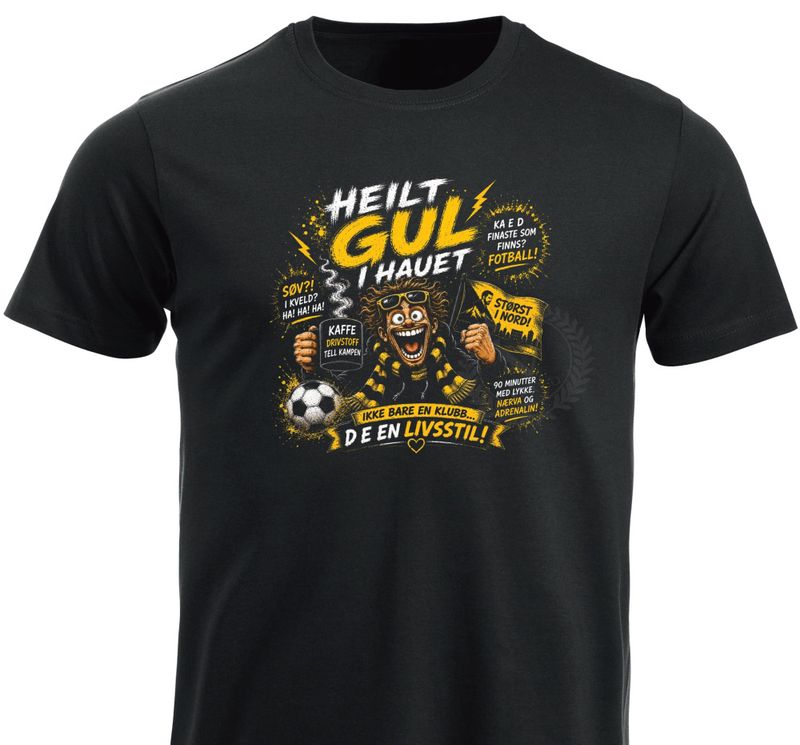 T-shirt / Hoodie - Heilt GUL i hauet , herre