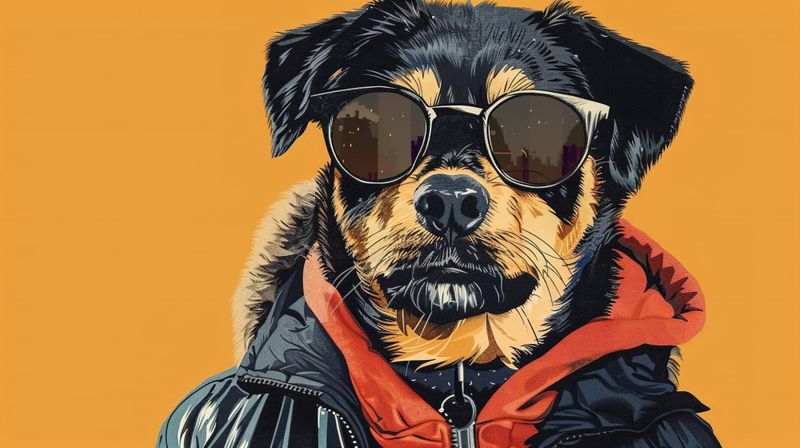 Plakat - Hund m/ jakke og briller 