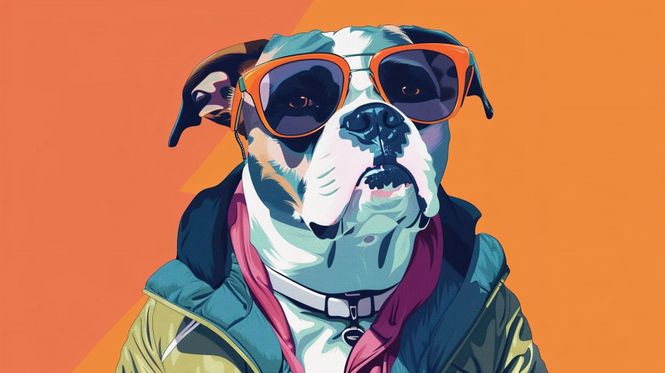 Hovedbilde Plakat - Hund m/jakke og briller