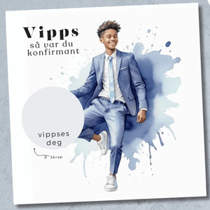 Hovedbilde Vipps konfirmasjonskort - Dress blå