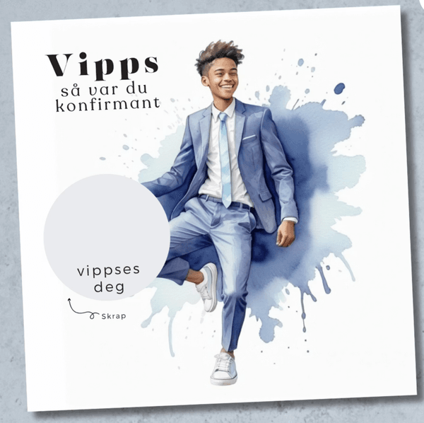 Vipps konfirmasjonskort - Dress blå