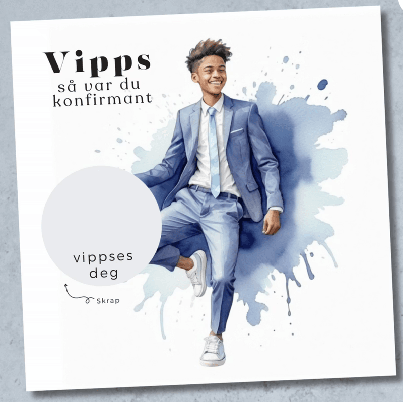 Vipps konfirmasjonskort - Dress blå